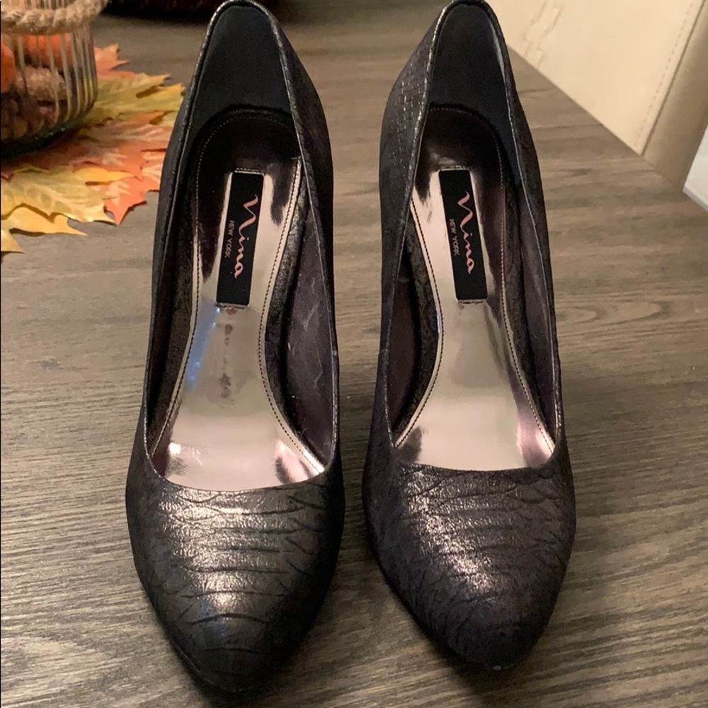 Nina Gun Metal Metallic Heels